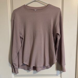 Uniqlo Women's Waffle Long Sleeve Top in Dusty Mauve